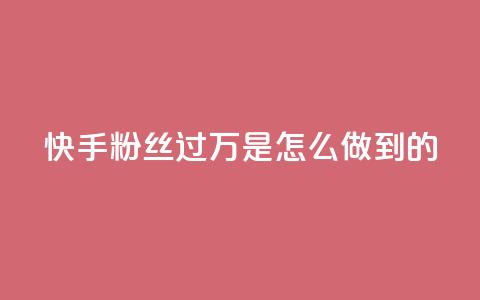 快手粉丝过万是怎么做到的 - 如何让快手粉丝突破万人大关! 第1张 快手粉丝过万是怎么做到的 - 如何让快手粉丝突破万人大关! 第1张