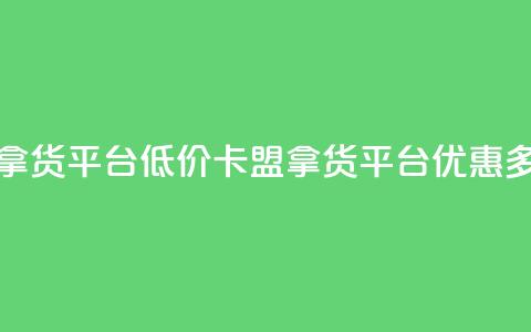 卡盟低价拿货平台 - 低价卡盟拿货平台，优惠多多~ 第1张