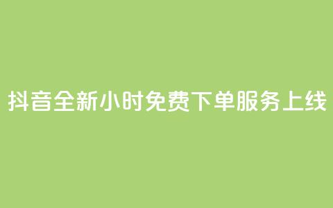抖音全新24小时免费下单服务上线 第1张 抖音全新24小时免费下单服务上线 第1张