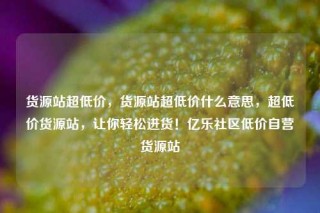 货源站超低价，货源站超低价什么意思，超低价货源站，让你轻松进货！亿乐社区低价自营货源站