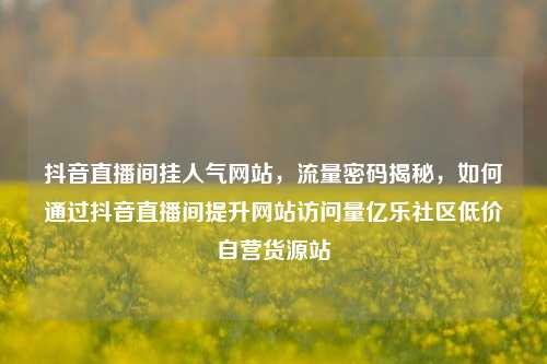 抖音直播间挂人气网站	，流量密码揭秘，如何通过抖音直播间提升网站访问量亿乐社区低价自营货源站  第1张